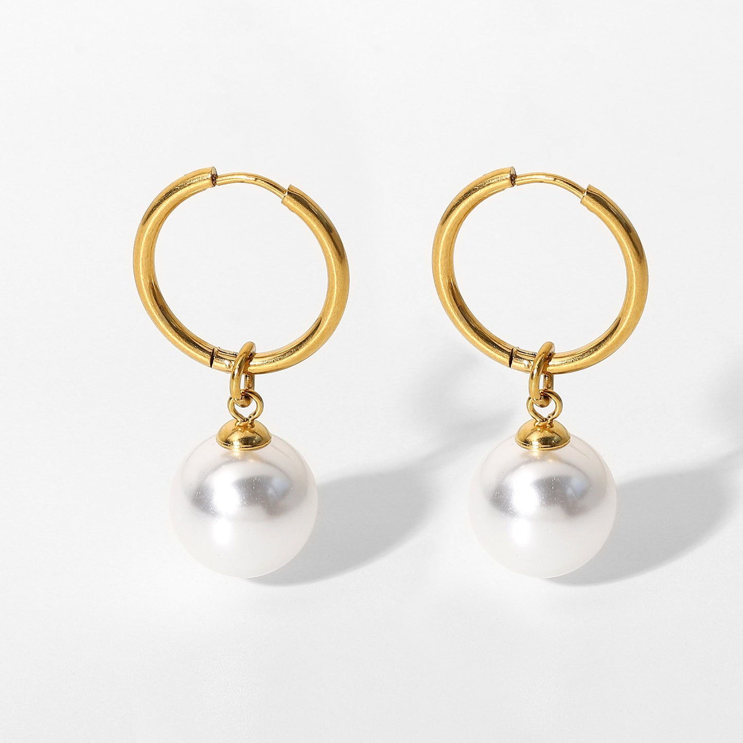 Bright Shell Pearl Hanging Earrings 18K Gold Waterproof – Mystery Jar Jewels